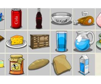 hand painted food drinks icons