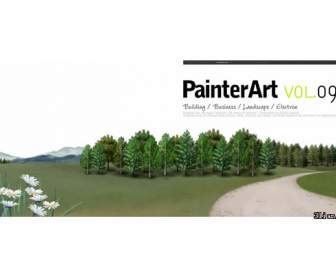 hand painted landscape on the outskirts psd material