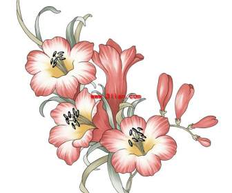 hand painted lilies psd layered material