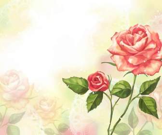 Hand Painted Roses Psd Material