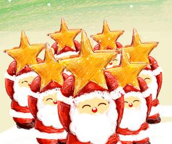 Hand Painted Santa Claus Cartoon Psd Material