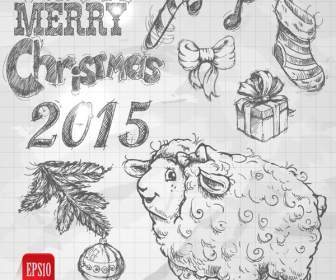 手描きの羊クリスマス