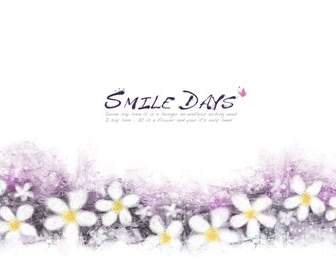 hand painted small white flowers with purple background psd