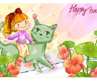 Mutlu çocukluk Oyun Kedi çizgi Film