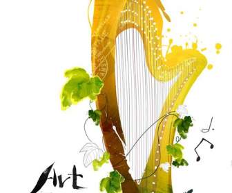 harp arabesque background psd material