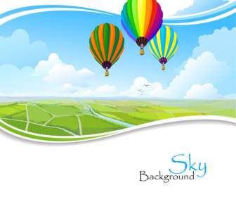 Hot Air Balloons Plain Landscape