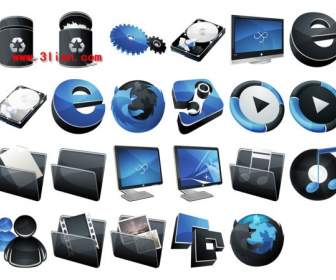 hp black blue style computer desktop icons