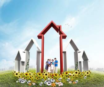 ideas for a happy family houses psd layered material