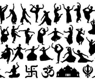 Dançarinos De Silhueta De Índia