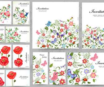 Cartões De Convite Pintado Flores