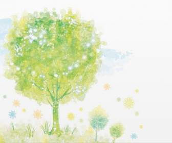 korea tree illustration logo psd material