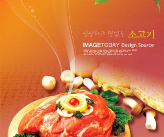 Materiale Di Coreano Bovini Carne Materiale Psd A Strati