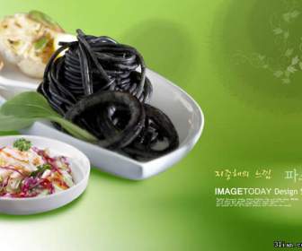 korean cold noodles black noodles psd material