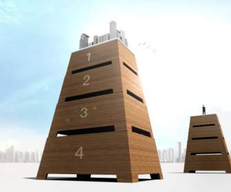 Layer Upon Layer Of Creative Wooden Tower Psd Layered Material