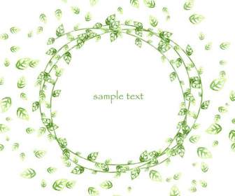 leaves green round frame psd material