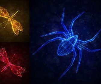 световой эффект стрекозы пауки Звери Обои