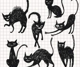 Linie Kunst Handgemalt Katze
