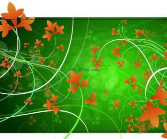 Line Flowers With Green Background