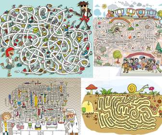 Lovely Lines Character Train Maze Background