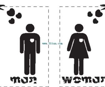 男性和女性剪影標誌圖示