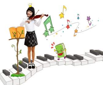 melodious music child elements psd material