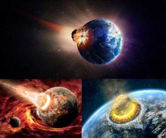 Meteoriten Kollision Mit Den Erde-Psd-Stoff