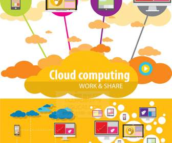 Icone Piane Di Moderni Mezzi Di Comunicazione Cloud Services