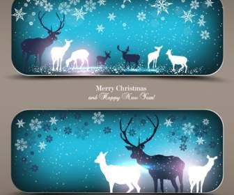 Moose Christmas Snowflake Banner