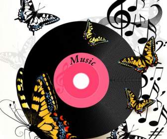 Music Disc Butterfly Background
