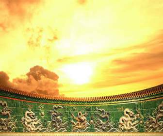 nine dragon wall in chinese classical culture psd material