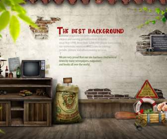 Old House Scene Background Psd Material