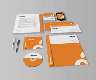 Orange Unternehmen Vi Kit Gestaltungsmaterial Psd