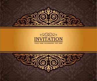 Cartões De Convite Dourado Ornamentado
