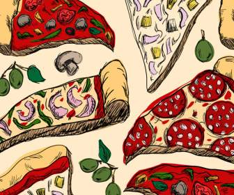 Painted Background Of Delicious Pizza