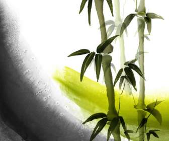painting ink bamboo psd material