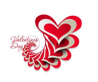 Paper Heart Shaped Red And White Background
