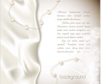 Pearl Necklaces And Silk Background