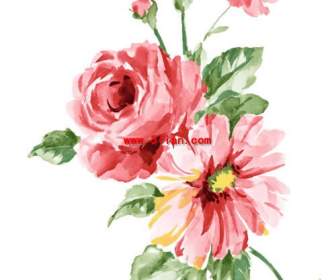 peony hand painted flowers layered material psd