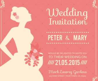 ピンクの花嫁結婚式招待状