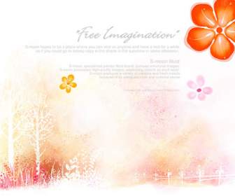 Pink Ink Watercolor Landscape Psd Template