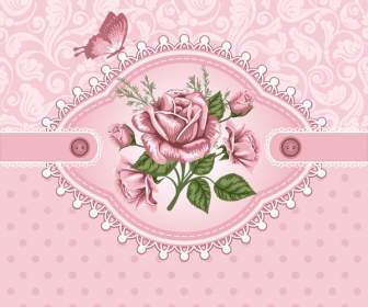 ピンクのロマンチックなバラのレース