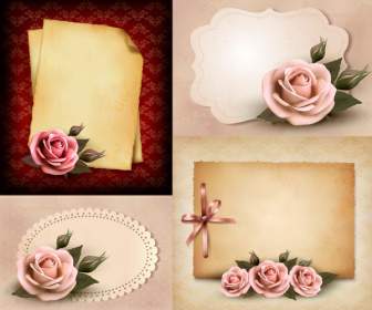 ピンクのバラの花カード