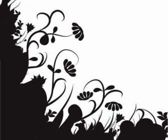黒と白の映像に植物の花
