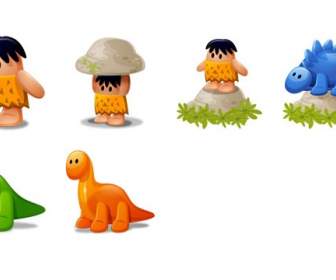 Primitiver Dinosaurier Cartoon PNG-icons