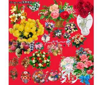 psd bouquet basket flower arrangement materials