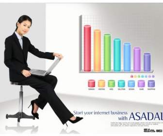 Psd Business Woman And The Data Graph Materials