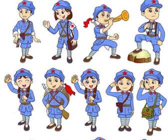 Psd Cartoon Series Of The Red Army Picture Material