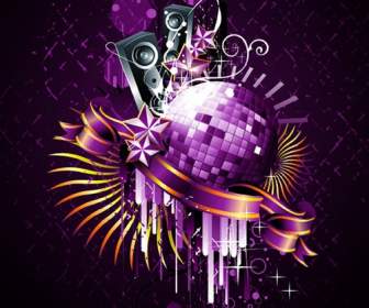 Purple Theme Balls Music Background
