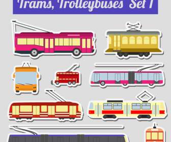 Kereta Api Dan Trolley Bus Stiker