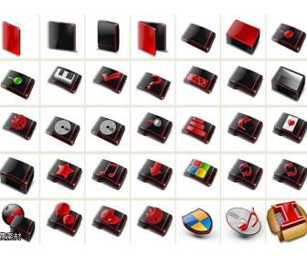 Red And Black Desktop Icons Png